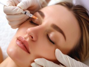 Woman receiving dermal fillers for facial rejuvenation