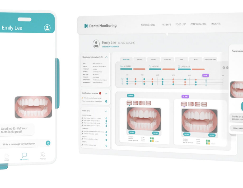 Patient using orthodontic technology to monitor treatment at home